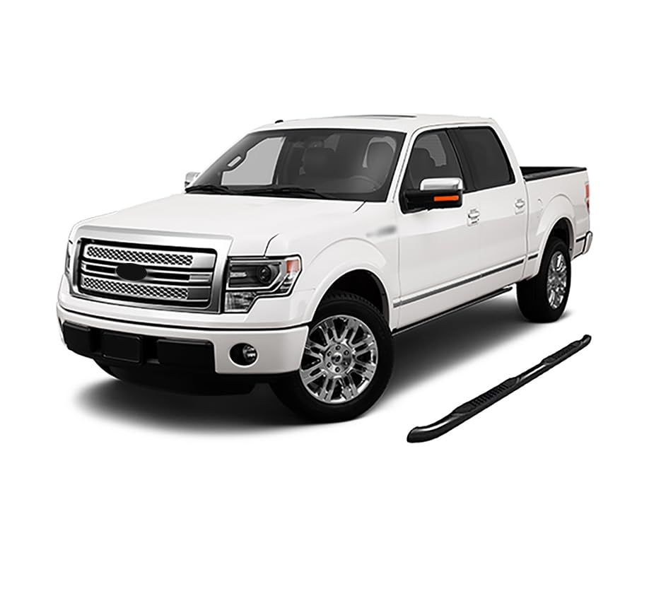 3in Black Horse Side Steps Compatible with 2009-2013 Ford F-150-9BFR701A Black