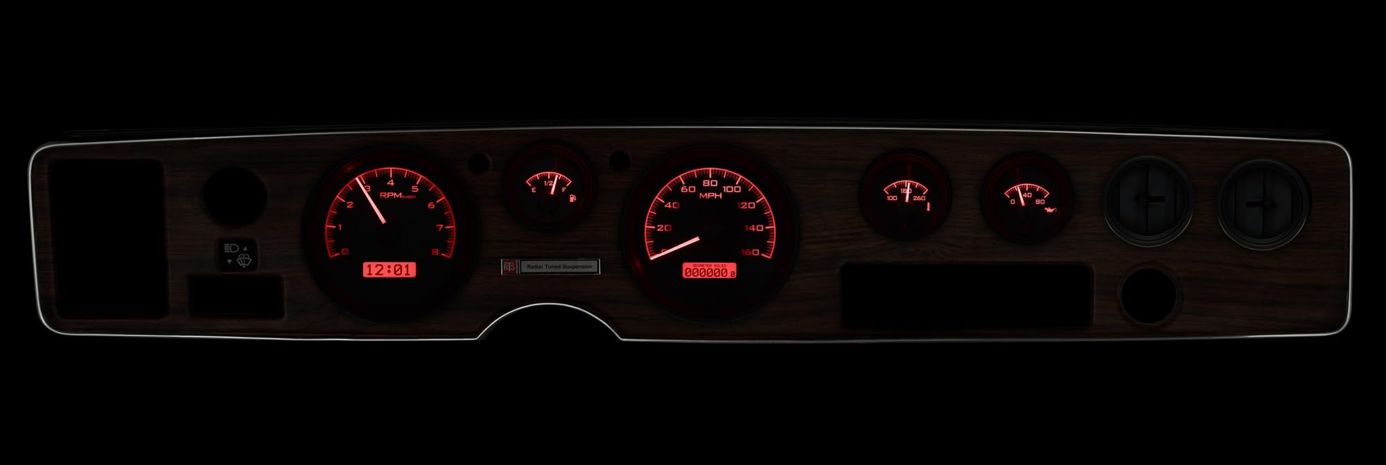 Dakota Digital 70-81 Pontiac Firebird Dash Analog Gauge Cluster Kit Black Alloy Red VHX-70P-FIR-K-R