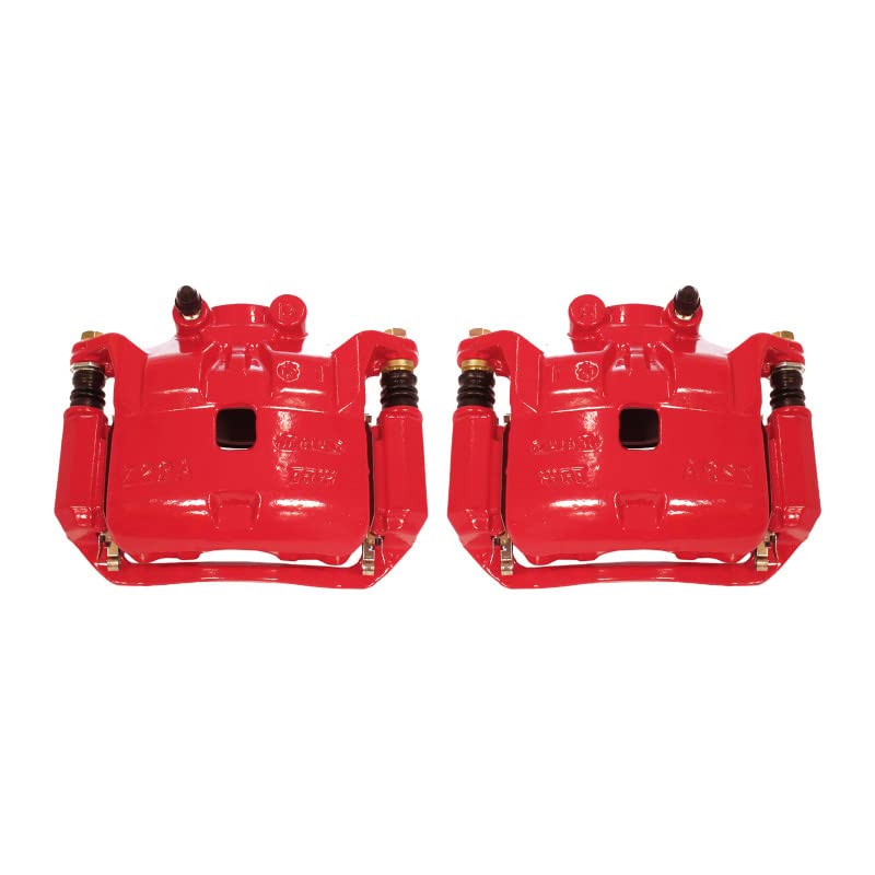Power Stop Pair of High-Temp Red Powder Coated Front Calipers For Nissan Versa 2012-2019, Nissan Versa Note 2014-2019 [Model Specific]