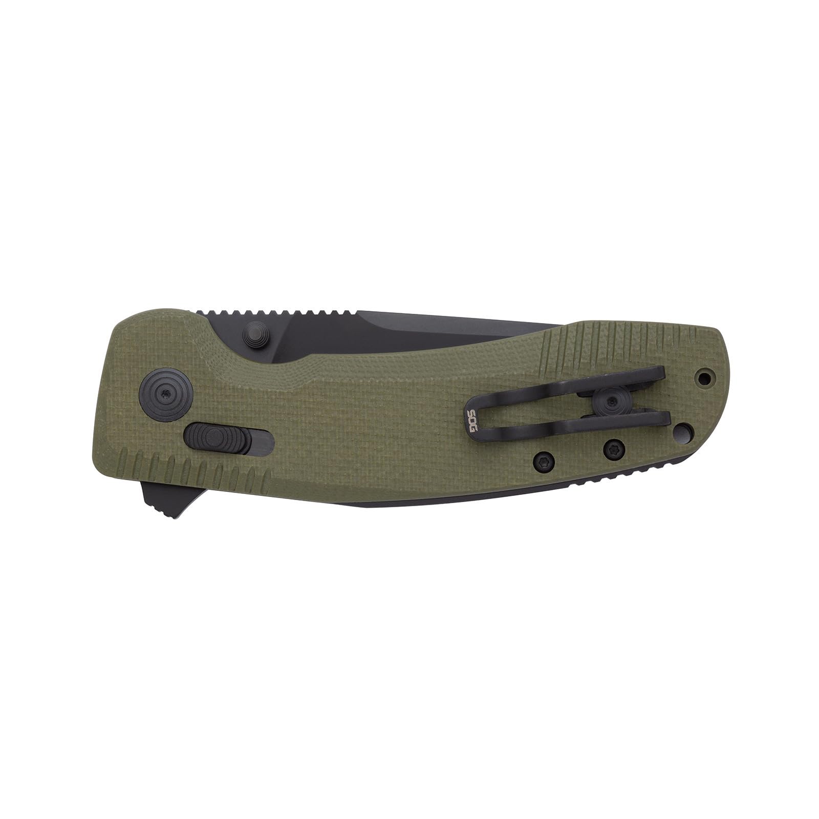 3.4" D2 Tool Steel Blade SOG TAC XR Professional Folding Knife & Ultra-Grip G10 Handle | Single-Handed Ambidextrous Use, OD Green