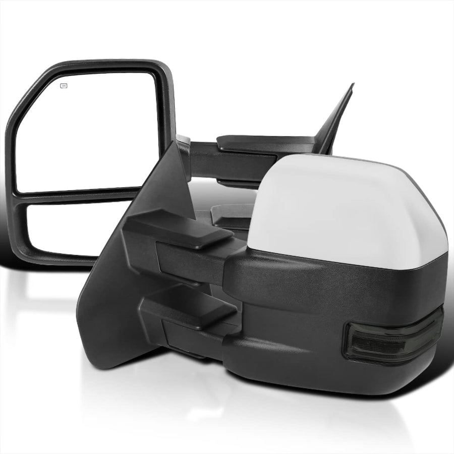 Power Spec-D Tuning Heated Chrome ABS Towing Mirrors Smoke LED Signal Compatible with Ford F150 2004-2006