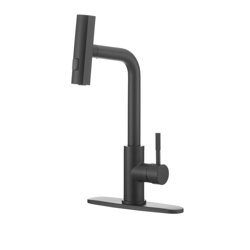 Rainfall Dura Faucet (DF-MK511X-MB) RV Kitchen Faucet – Matte Black, Dual-Mode Rotating Spray Head (Wide Waterfall & Stream), Single Lever Handle, Lead-Free, Easy Install Compact Sink Faucet