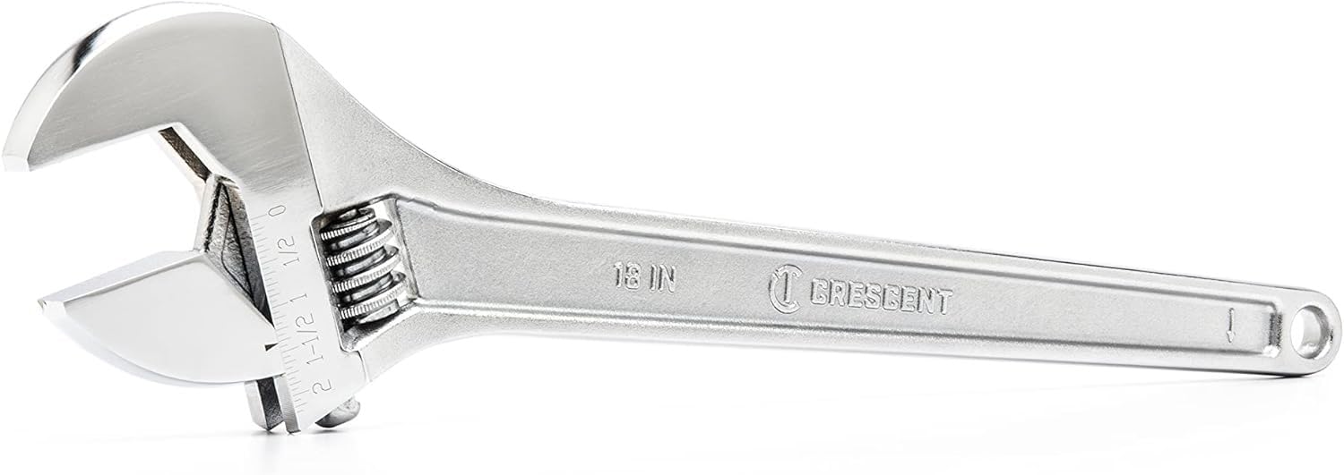Adjustable Crescent Tapered Handle Wrench - Carded - Home Improvement, Garage & Mechanic Versatile Hand Tool - 18" - AC218VS