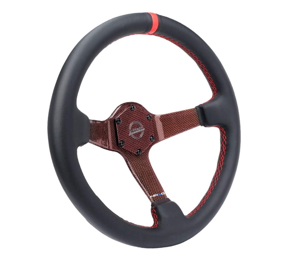 NRG Innovations Carbon Fiber Steering Wheel NRG-RST-036CF-RD 350mm Red Carbon Fiber, Red Stiching, Red Center Mark, Leather