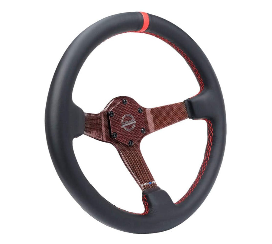 NRG Innovations Carbon Fiber Steering Wheel NRG-RST-036CF-RD 350mm Red Carbon Fiber, Red Stiching, Red Center Mark, Leather