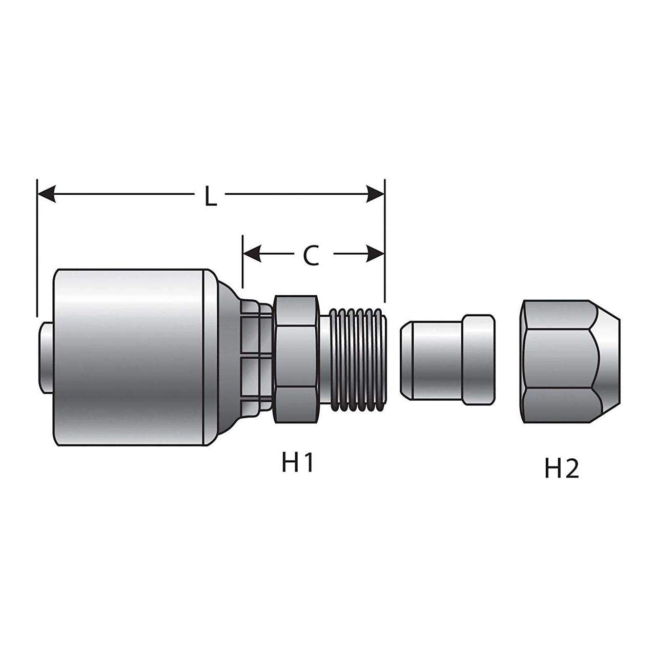 Gates SAE Male G25510-0404 Flareless Assembly (Mega Crimp)