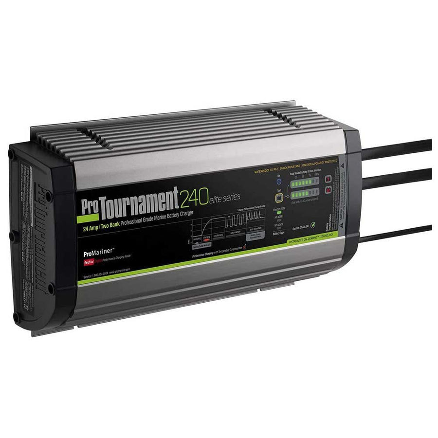 ProTournament 240 Elite Series ProMariner 52024 24 Amp Dual Bank Waterproof Marine Battery Charger