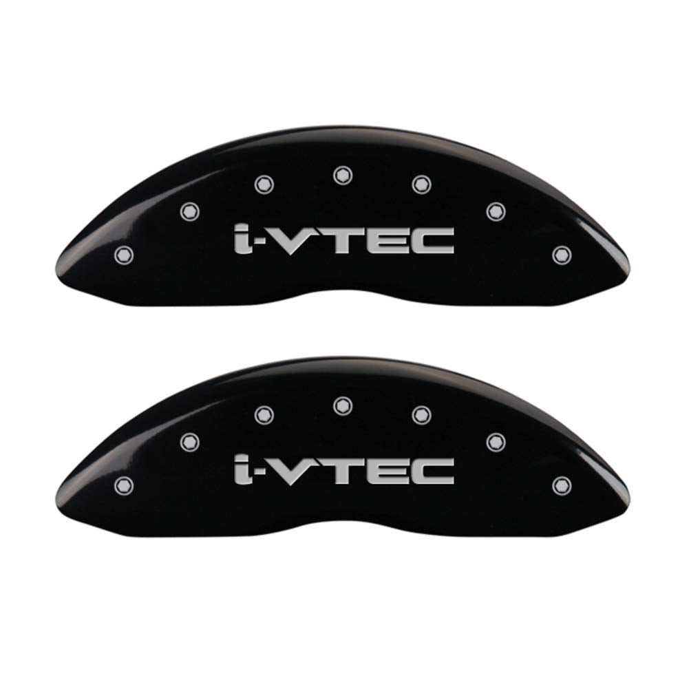 MGP Caliper Covers Black Powder Coat Finish 39022SIVTBK Silver Characters Disc Brake Caliper Cover (Set of 4)