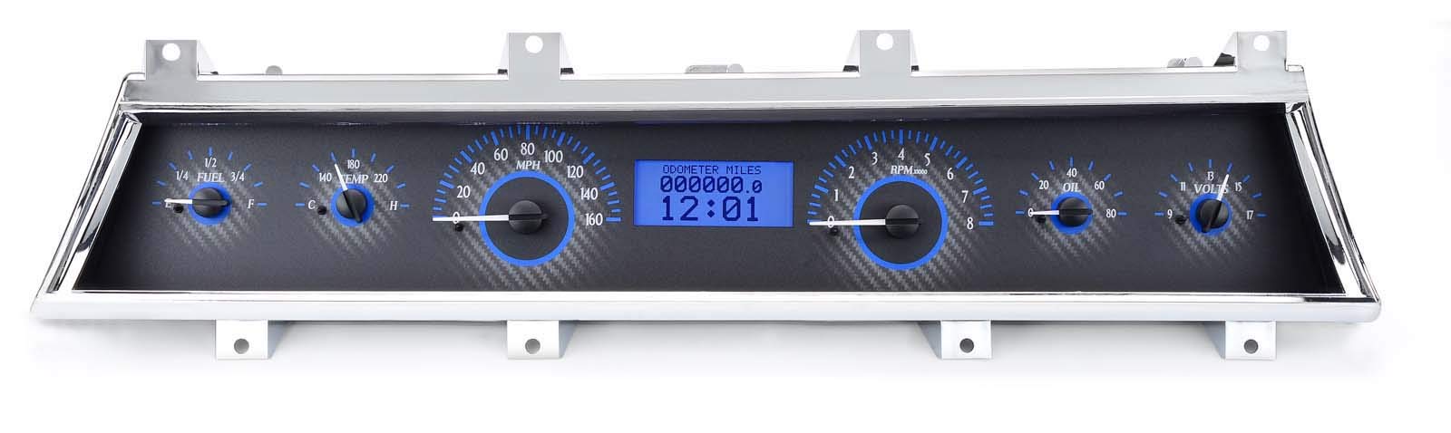 Dakota Digital VHX-66C-CVL-C-B Analog Gauge Instrument System Compatible with 1966-67 Chevy Chevelle/El Camino Carbon Fiber Blue Backlighting