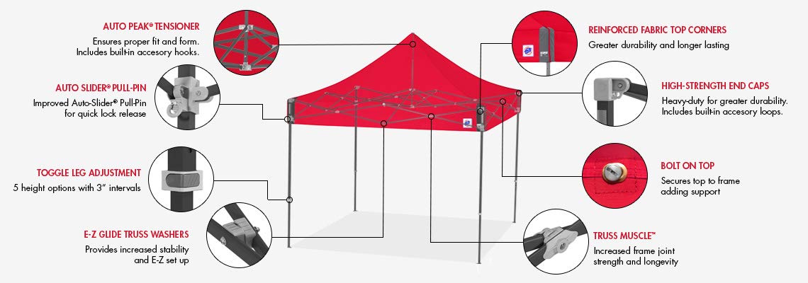 E-Z UP Instant Shelter Eclipse Canopy, 10' x 20', Black Steel Frame and Professional Grade Royal Blue Top