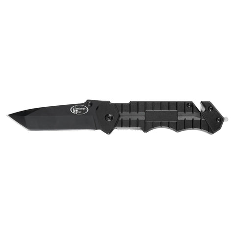 Black Tanto Blade Performance Tool W9356 Pocket Knife with Seat Belt Cutter and Glass Breaker, 7.5-Inch Overall Open Length