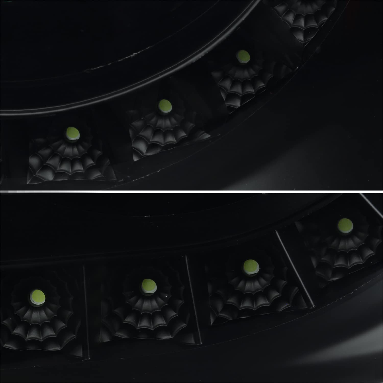 Black Smoke SPEC-D TUNING Projector Headlights w/LED Strip Compatible with 1999-2002 Chevrolet Silverado 1500, Left + Right Pair Headlamps Assembly