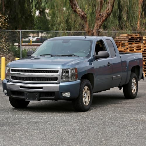 Halo LED SPEC-D TUNING Glossy Black Projector Headlights Compatible with 2007-2013 Chevy Silverado 1500, 2007-2014 Chevy Silverado 2500HD/3500HD, Left + Right Pair Headlamps Assembly