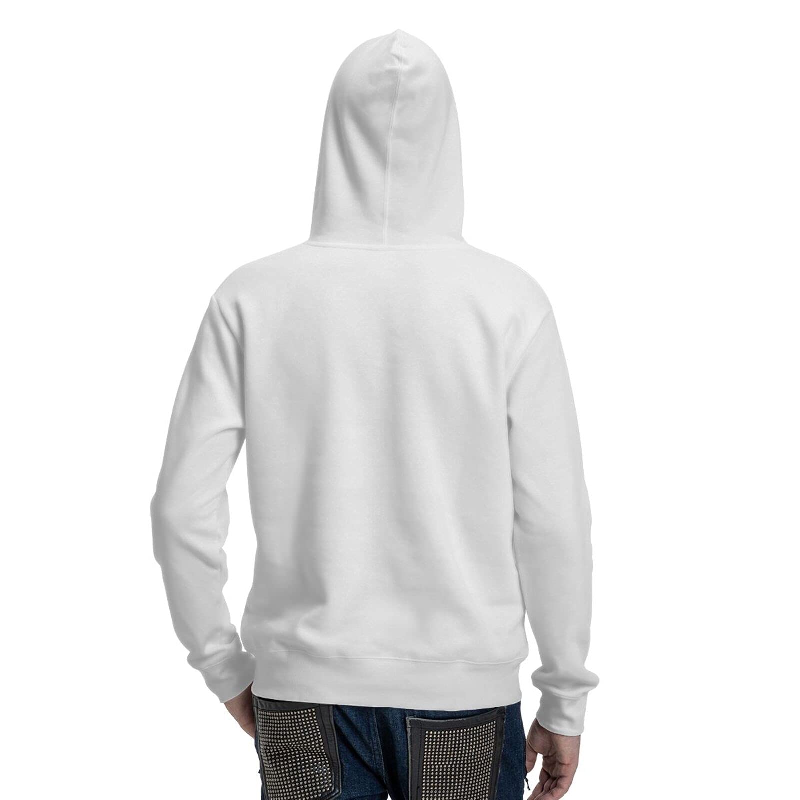 Majestic Dog 3D Printing Personalized Cartoon Hoodie Hoodie Fleece Round Tie Pocket Pullover Sweater Fall and Winter Pullover Thickening, White, Medium