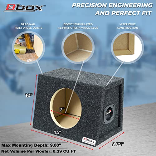 Bbox Sealed Single Hatchback 8 Inch Subwoofer Enclosure - Car Subwoofer Boxes & Enclosures - Premium Subwoofer Box Improves Audio Quality, Sound & Bass - Nickel Finish Subwoofer Terminal - Black