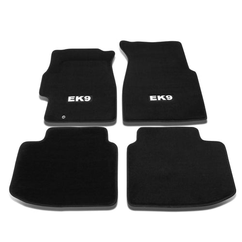 Floor Mats NRG Innovations Compatible with 96-00 Honda Civic, 4 Pieces Fiber Nylon Car Flooring Protection Interior Carpets with Logo, Black, NRG-FMR-130-LOGO