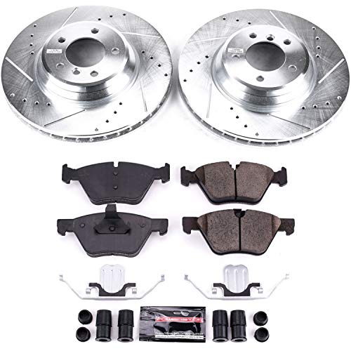 Power Stop K6922 Z23 Carbon Fiber Brake Pads with Drilled & Slotted Brake Rotors Kit Front