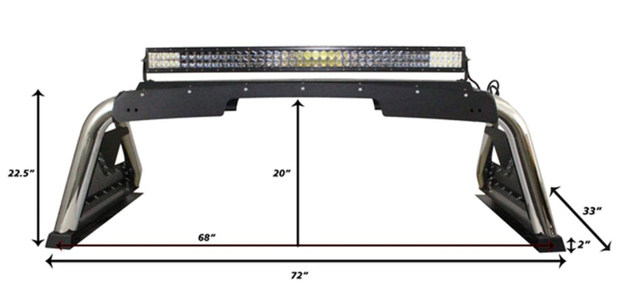Go Rhino 2.0 Sport Bar w/Power Actuated Retractable Light Mount | Stainless Steel, Polished | 911600PS | Fits 2015-2024 Ford F-150 & Other Full Size Trucks (See Description)