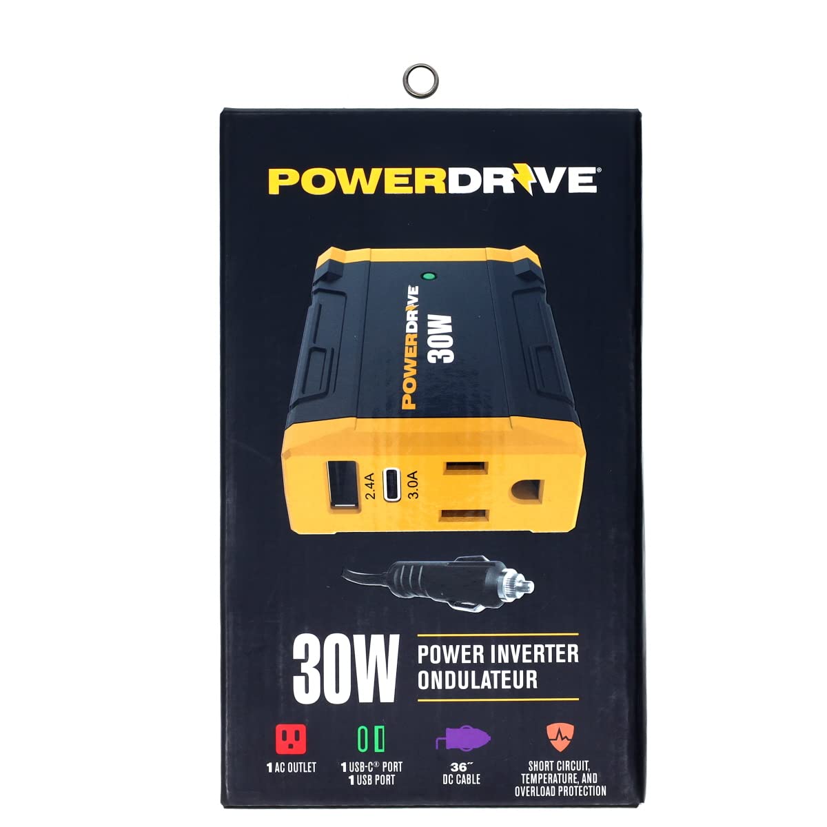 PowerDrive 30 Watt PWD30 Car Plug Adapter Power Inverter 12v DC to 110v AC Slim Converter