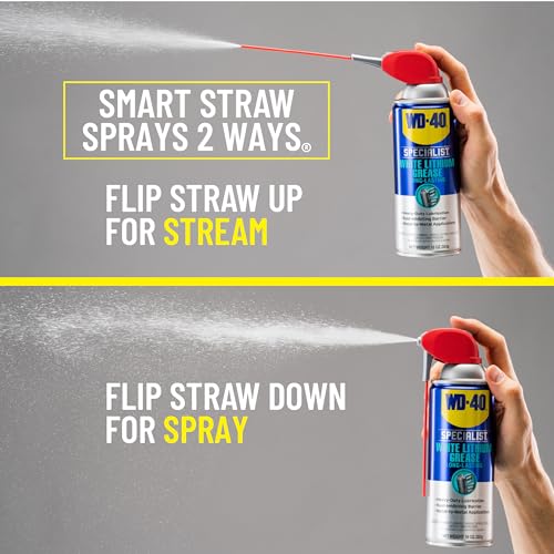 WD-40 Specialist White Lithium Grease Spray 10 OZ with SMART STRAW SPRAYS 2 WAYS