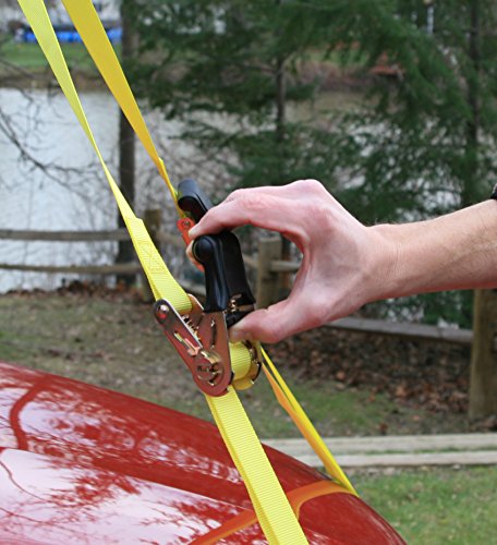 RTD211218 Buyers Products Ratchet Tie Down Straps, 600 lb. Working Load, 12 Foot, 2 Pack, Secure Cargo, Yellow