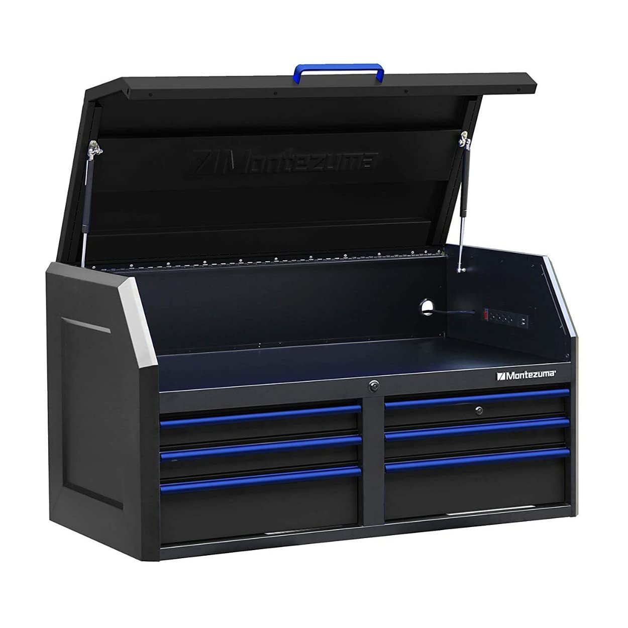 46" X 24" Montezuma Tool Box - 6 Drawer Tool Chest With Multiple Power Outlets & Black Powder Coat Finish - M462406CH