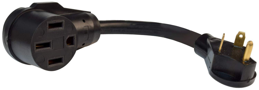 Valterra 12 in. A103050FBK 30A-50AF Dog Bone RV Power Cord Adapter; Black