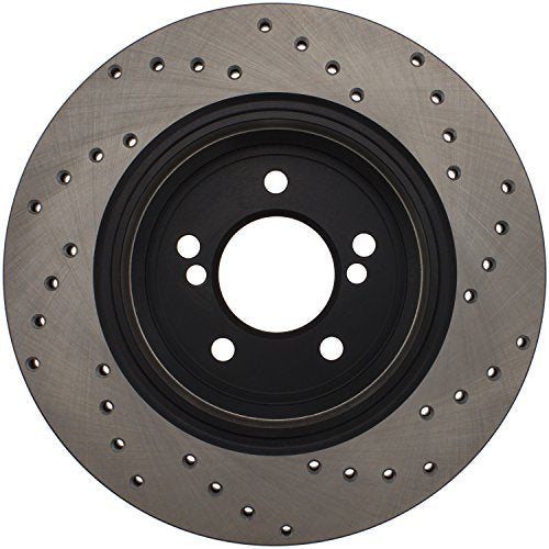 StopTech Sport 128.34054R Rear Right Cross Drilled Disc Brake Rotor - Fits Select BMW M3 and M5 Vehicles