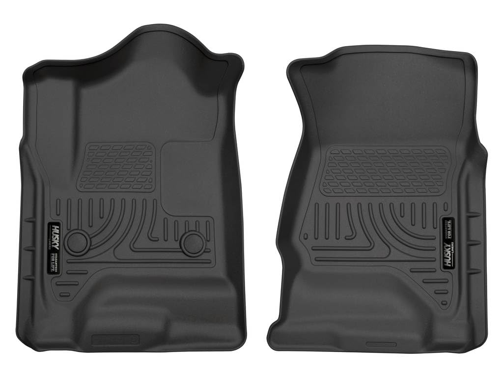 Husky Liners Floor Mats Weatherbeater | Fits Various 2014-2020 Chevrolet Silverado, GMC Sierra, Cadillac Escalade & ESV, Yukon & XL, Suburban, Tahoe (See Description) | Front Row, 2-pc Black - 18231