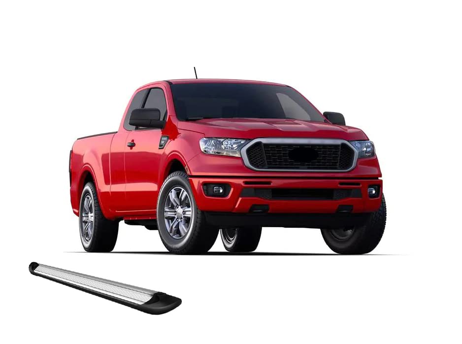 Silver Black Horse Aluminum Transporter Running Boards Compatible with 2019-2022 Ford Ranger