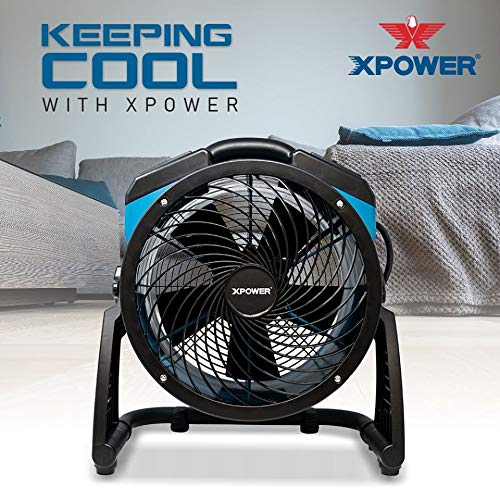 P-21AR XPOWER 11" Diameter Industrial High Velocity Axial Air Mover/Carpet Dryer/Floor Fan/Utility Blower 1100 CFM, 0.6 Amps