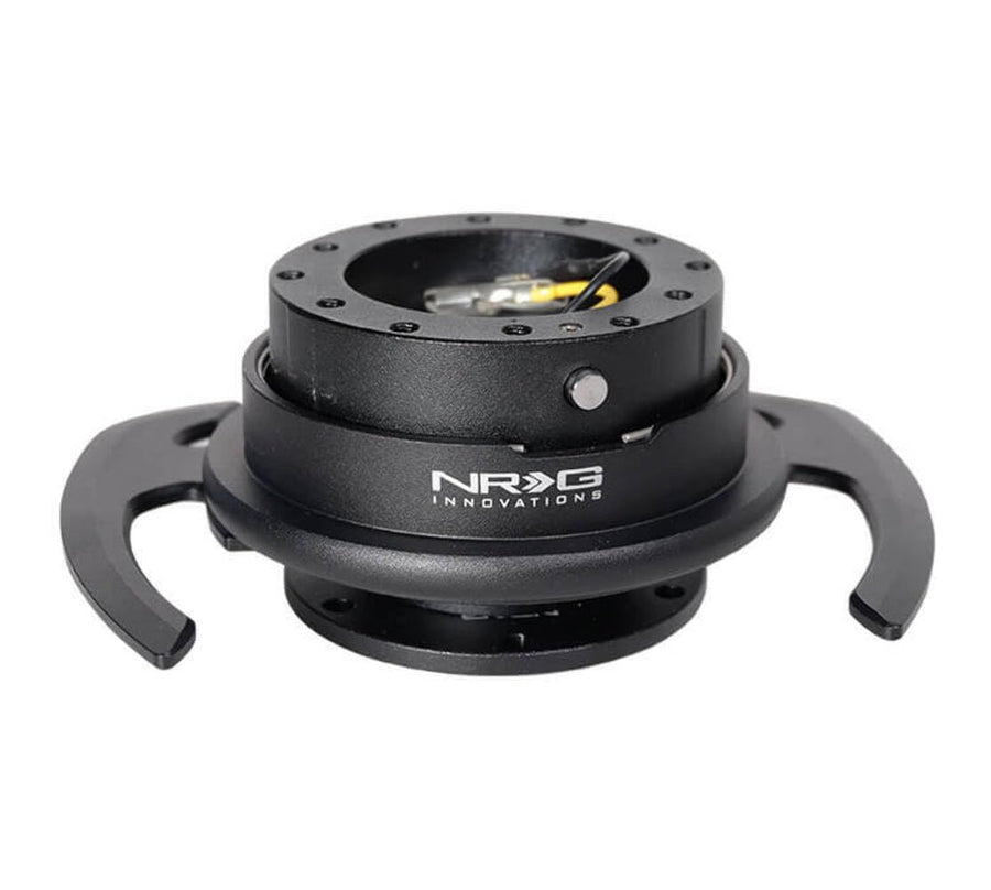 NRG Innovations GEN 4.0 NRG-SRK-700BK Steering Wheel Quick Release Kit Adapter, Black Body/Black Ring With Handles & 6x70 and 6x74mm Bolt Patterns