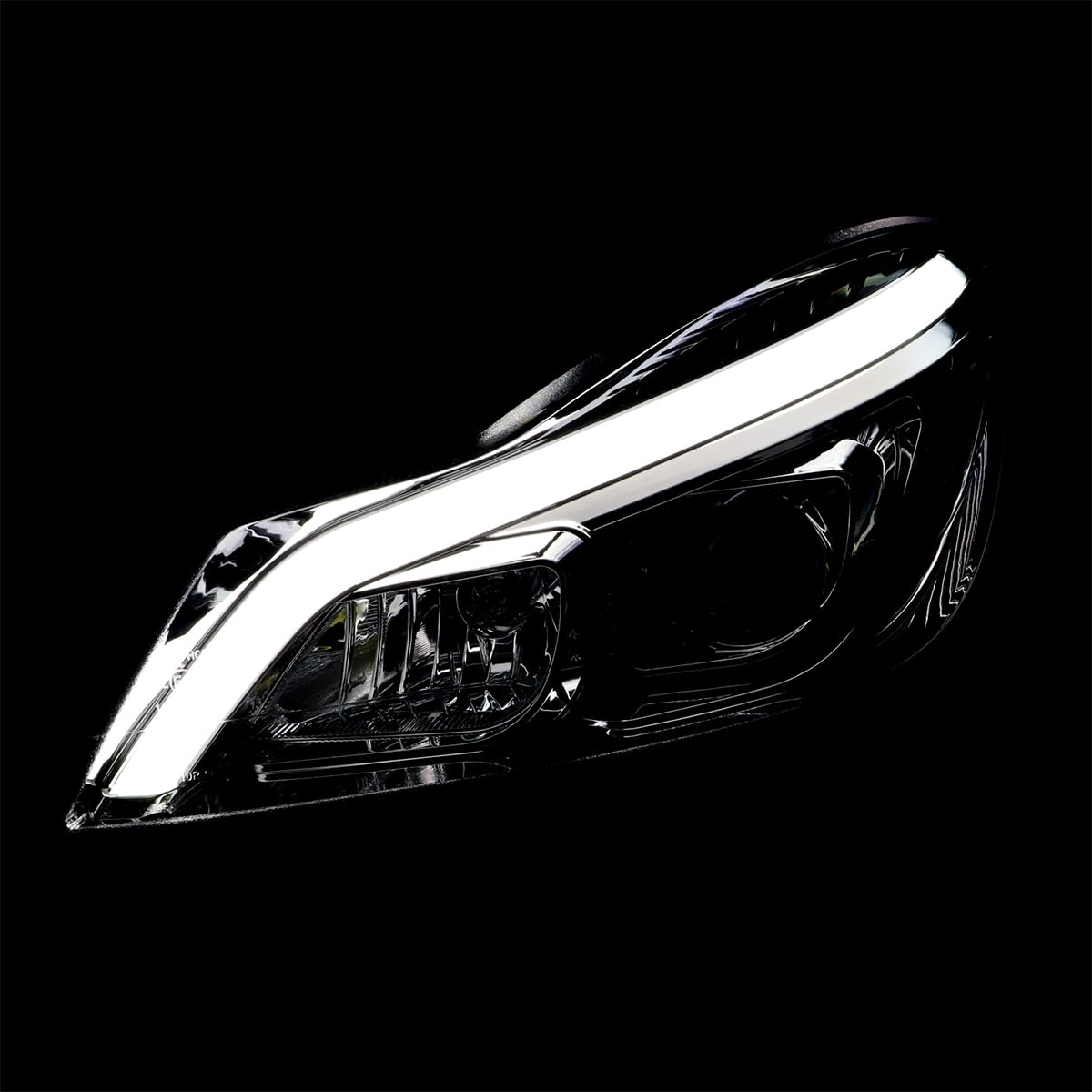 Switchback SPEC-D TUNING Chrome Sequential LED Tube Projector Headlights Compatible with 2012-2014 Mercedes-Benz W204 C-Class C250 C300 C350 C63, Left + Right Pair Headlamps Assembly
