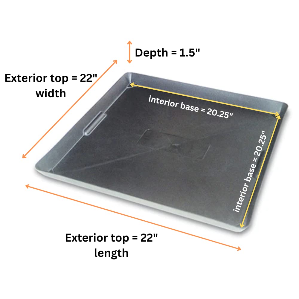 Funnel King WirthCo 40092 Drip Tray - Black Plastic 22 x 22 x 1.5 Inches - Perfect for Catching Spills or Leaks from Mini Fridges, Air Conditioners, Automotive, and Machinery - Made in USA