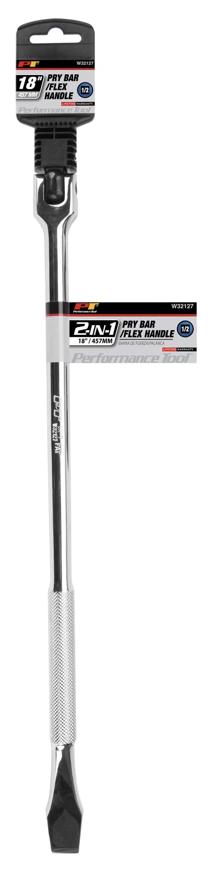 W32127 Performance Tool 1/2-in Drive Pry Bar/Flex Handle Home Improvement Hand Tool, Silver, 18-Inches
