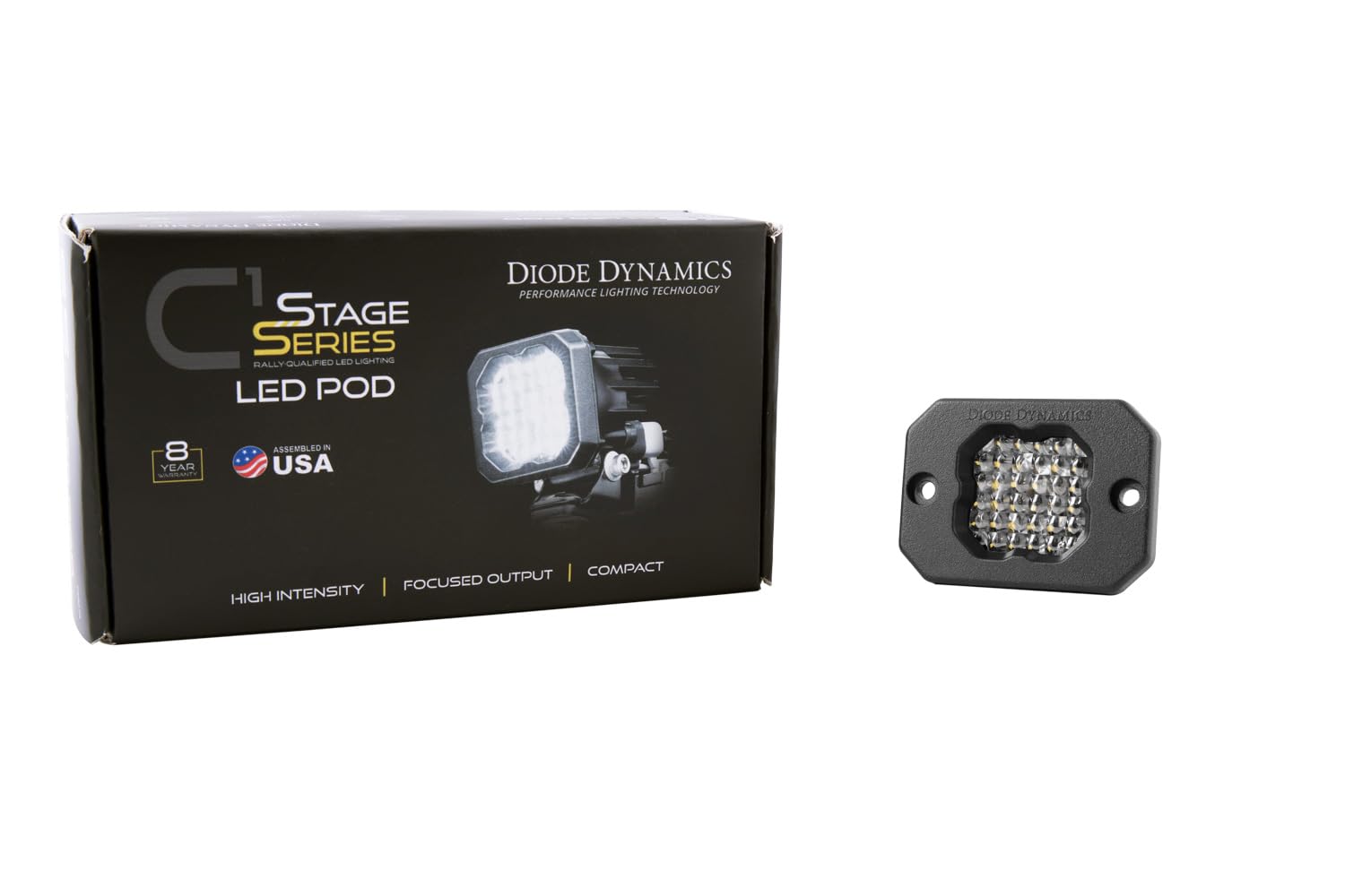Diode Dynamics SSC1 Pro White LED Pod Flush Mount (one), Flood w/Red Backlight