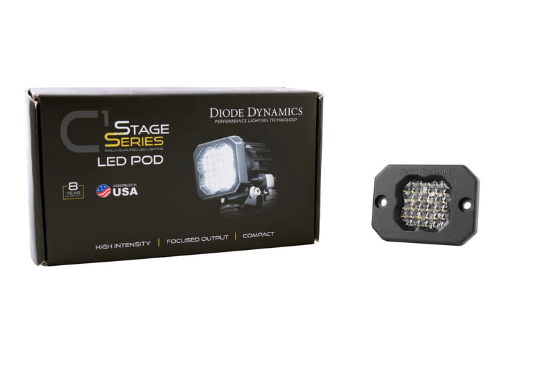 Diode Dynamics SSC1 Pro White LED Pod Flush Mount (one), Flood w/Red Backlight