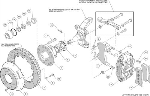 Front Hub Kit FNSL6R, 12.88", Drill, Pol