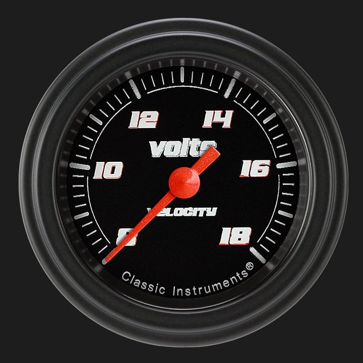 Classic Instruments Velocty VS130BBLF Black 2-1/8" Volt Gauge Full Sweep