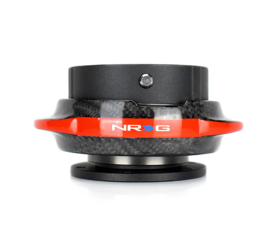 NRG Innovations GEN 2.2 NRG-SRK-220BK-CF-RD Steering Wheel Quick Release Adapter 6-Hole & 6x70 and 6x74mm Bolt Patterns Black Body/Carbon Fiber Red Ring