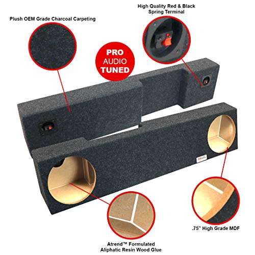 Atrend Bbox Dual 10” A214-10CP Sealed Subwoofer Enclosure Fits 2006 – 2013 Dodge Ram Mega Cab, Charcoal