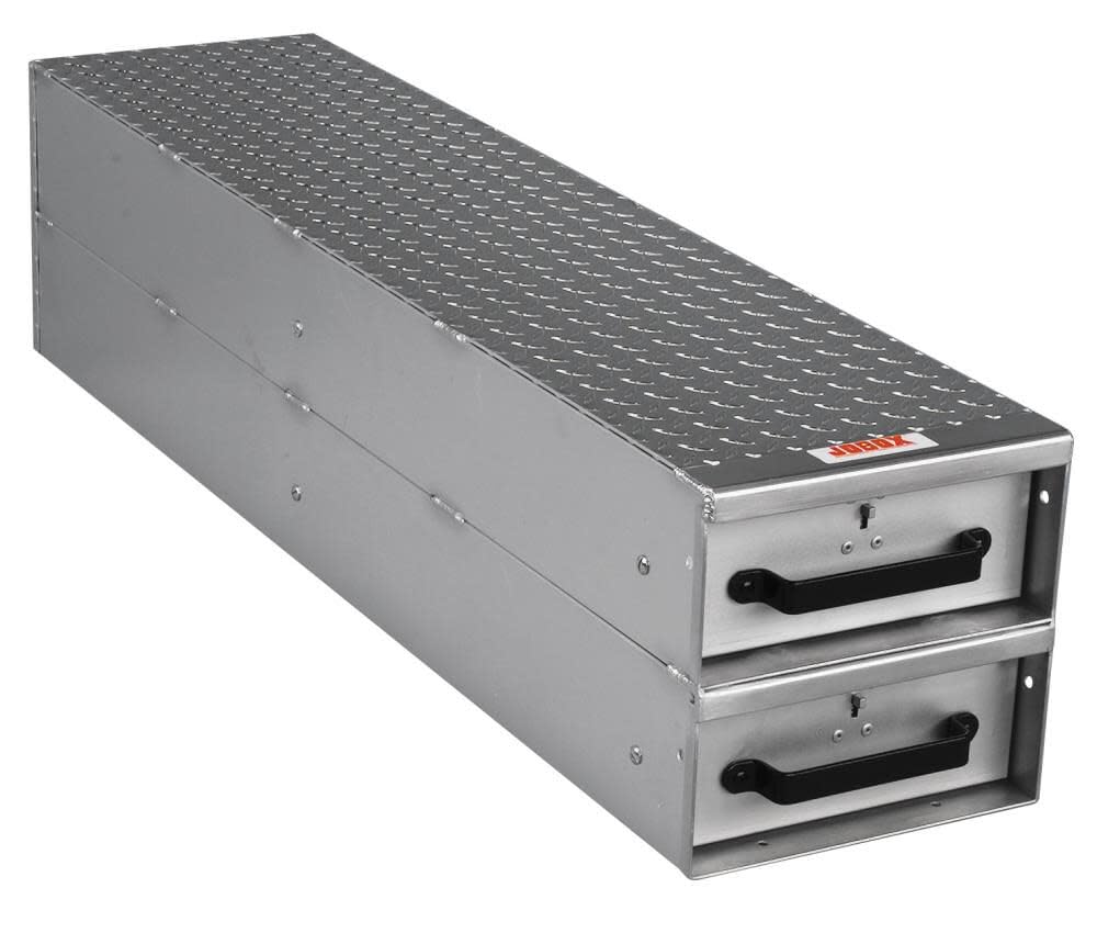 2-Drawer JOBOX Long Stacked Heavy-Duty Aluminum Drawer Storage - (12" W x 12" H x 50" L)