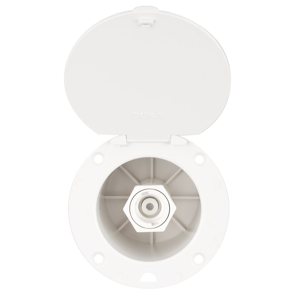 Dura Faucet Outdoor DF-SA184-WT Utility Spray Dock Port with Quick Connect Hookup (White)