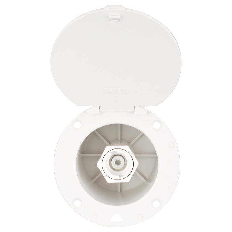 Dura Faucet Outdoor DF-SA184-WT Utility Spray Dock Port with Quick Connect Hookup (White)