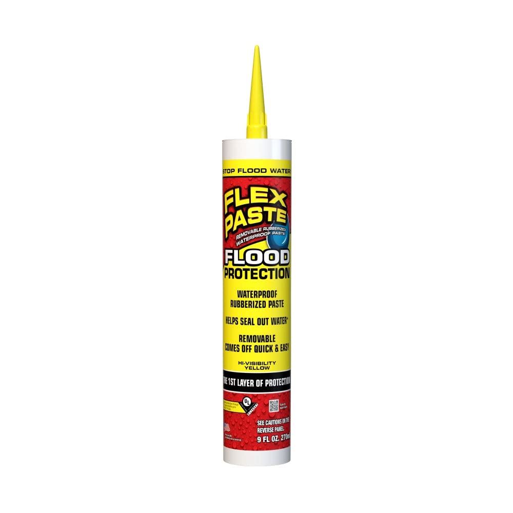 Flood Protection Flex Paste, 9 oz Cartridge, 1-Pack, Waterproof Rubberized Paste, Removable, Use on Windows, Doors, Garage Doors, Seams, Casings, Thresholds, Conduits, Vents, Ducts, and More