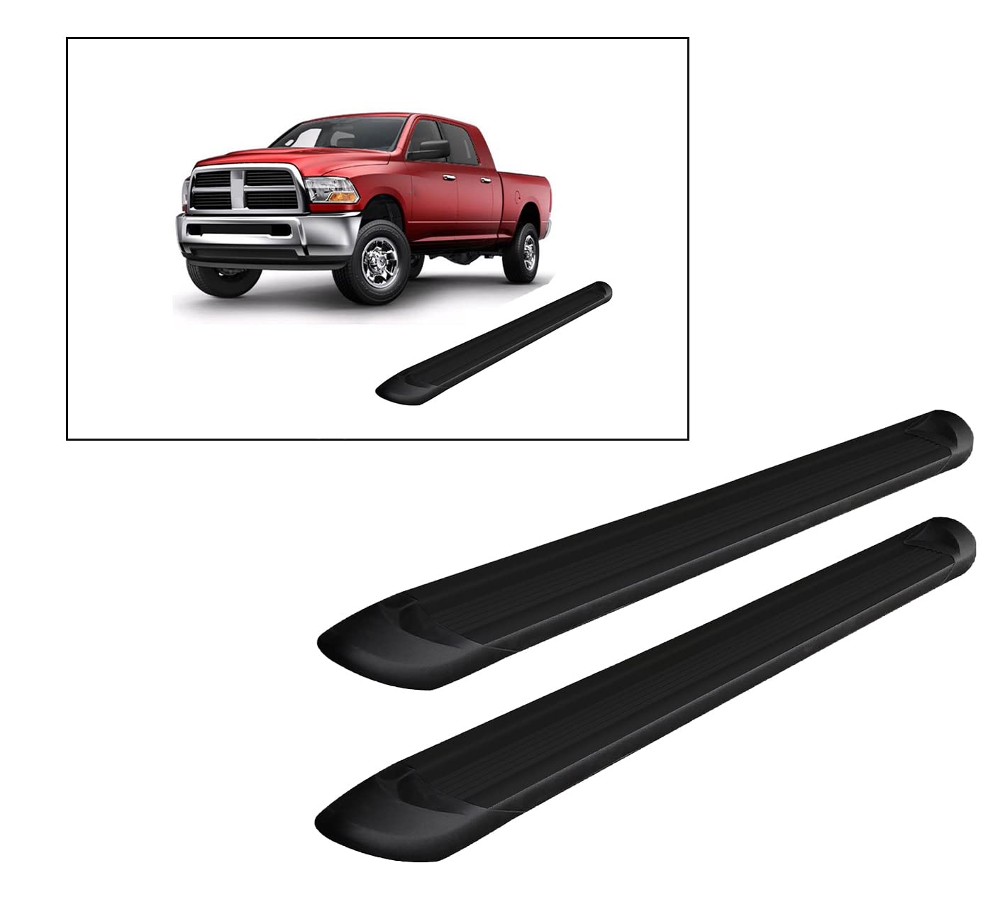 Transporter Running Boards Black Horse Mega Cab Compatible with 2010 Dodge Ram 2500/3500|11-24 Ram 2500/3500 (Excl. Chassis Cab Diesel Models)-TR-R191
