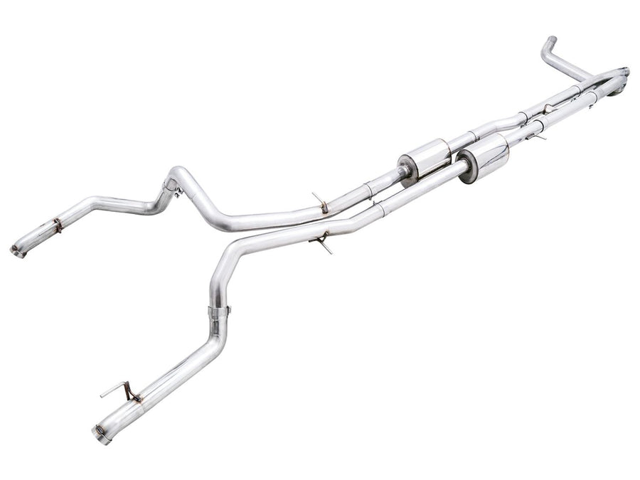 22-23 GMC Sierra 1500 AT4X AWE Tuning 6.2L 0FG Catback Split Dual (Flat Bumper) - Bashguard(No Tips) - 3015-31972