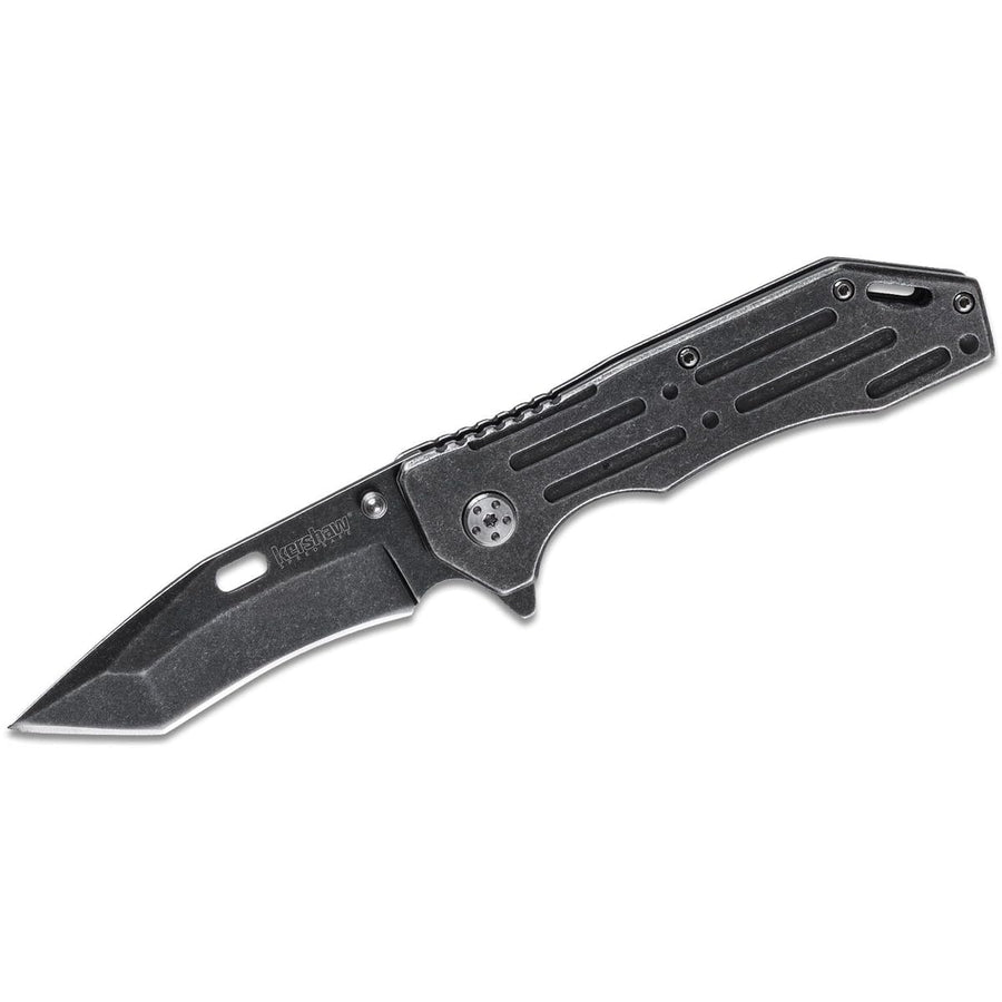 Kershaw Lifter (1302BW); Pocket Knife Tactical Tanto with 3.5 Inch 4Cr14 Steel Blackwashed Blade with Stainless Steel Blackwash Handle, SpeedSafe Assisted Opening and Deep-Carry Pocketclip; 3.2 OZ.
