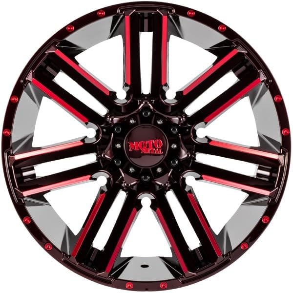 20X10 Moto Metal 5X5.5 3.85-42mm SATIN BLACK MACH W/RED TINT - MO97821055524NRC