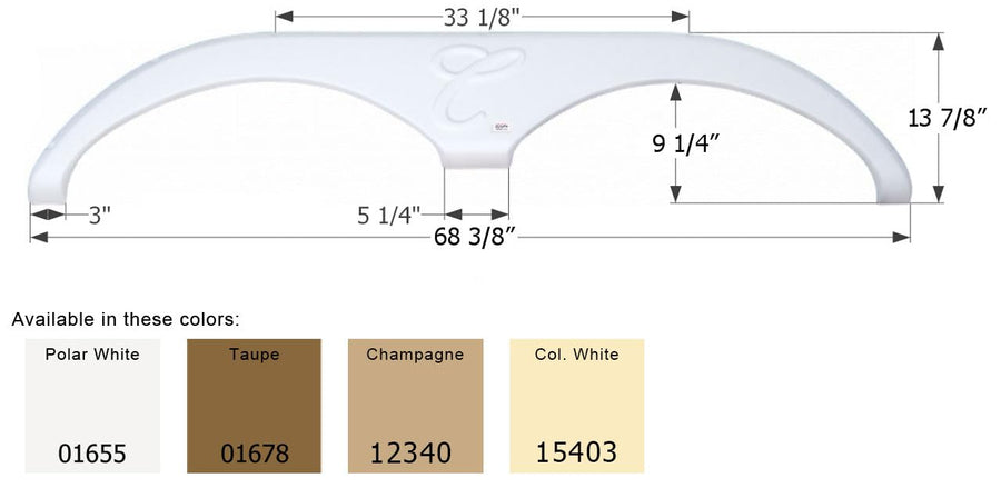 Tandem Axle Fender Skirt ICON 15403 FS785 for Forest River - Colonial White